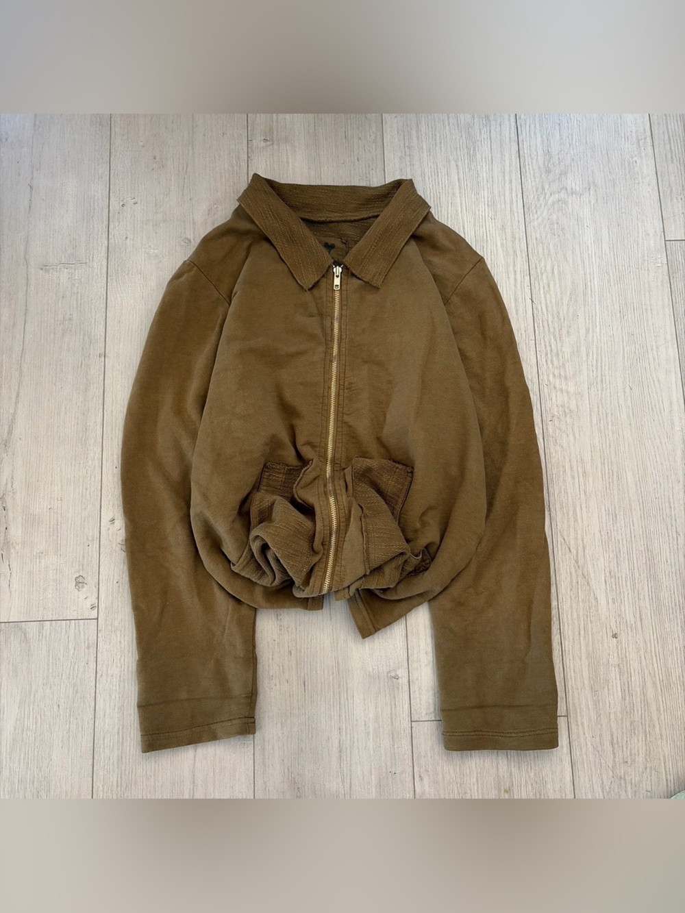 Vintage Brown Zip-Front Jacket